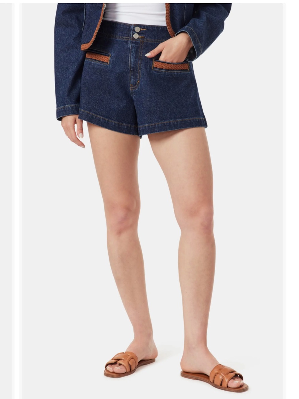 Habitual Braided High Waist Denim Shorts